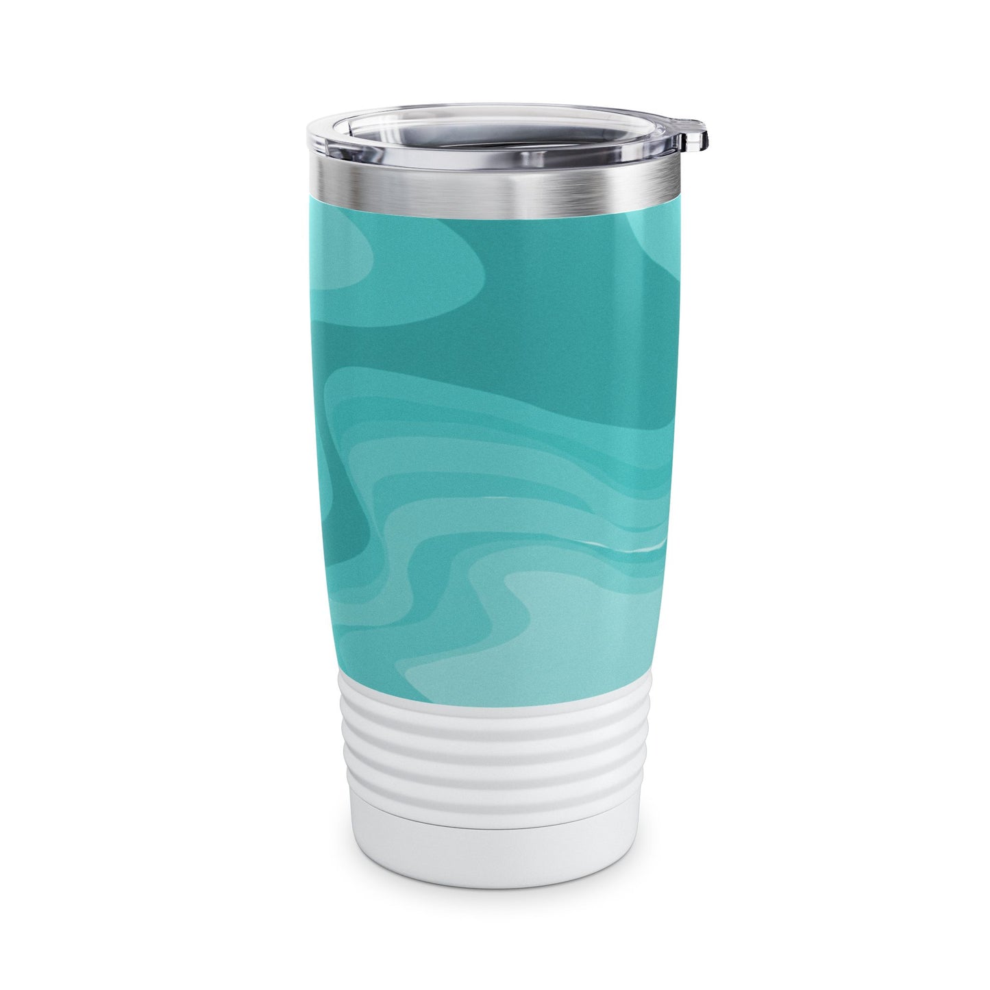 Tif Green Wavey Ringneck Tumbler, 20oz in white, steel and black