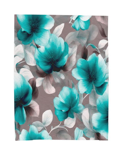 Tif Green Gray Floral Bunch Velveteen Plush Blanket, 60" x 80"