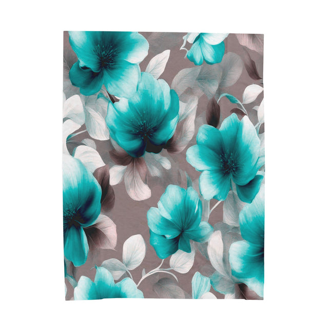 Tif Green Gray Floral Bunch Velveteen Plush Blanket, 60" x 80"