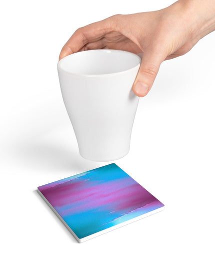 Wine Sea Blue Fog 4" x 4" Square Ceramic Coaster