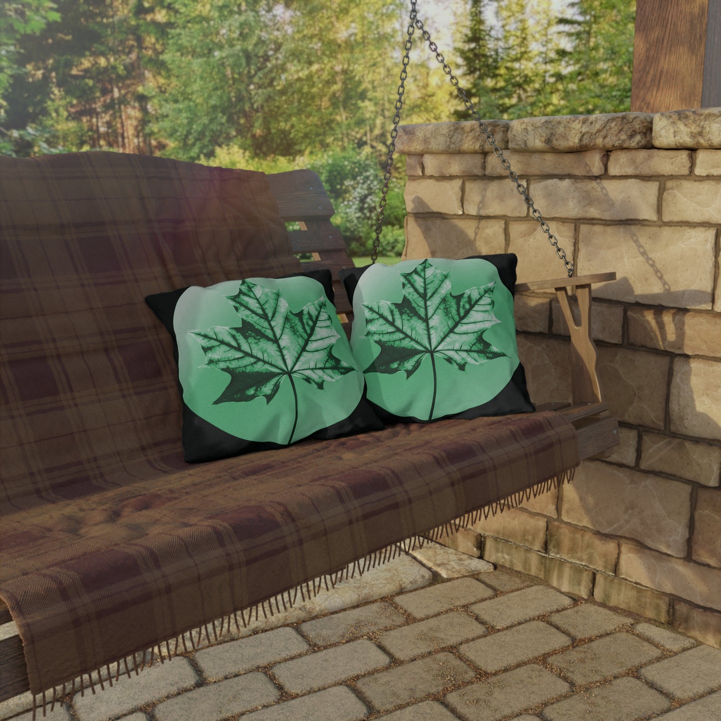 Mint Green Maple Leaf 16" x 16" Outdoor Pillow
