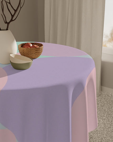 Pastel Peach and Soft Green Patches Tablecloth, 55" x 55"