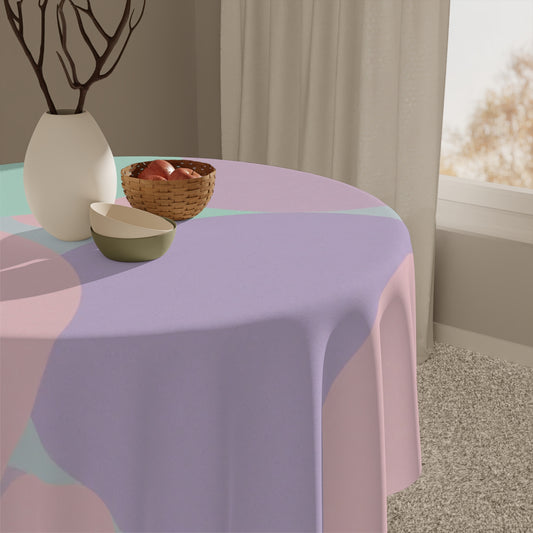 Pastel Peach and Soft Green Patches Tablecloth, 55" x 55"