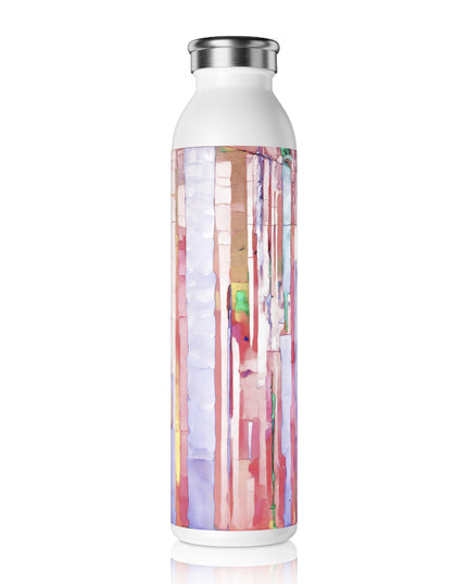 Striped Pastels Slim Water Bottle, 20 oz White