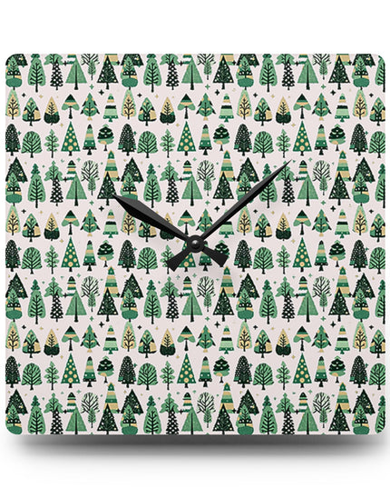 Mini Vintage Green Trees Acrylic Wall Clock, Round or Square, 10.75" x 10.75"