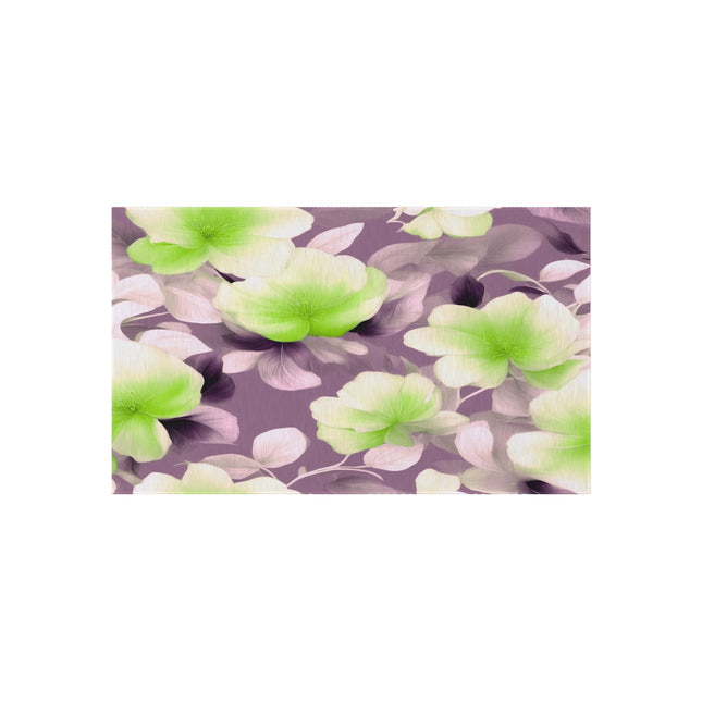 Lime Lavender Floral Bunch Outdoor Rug, 36" x 60"