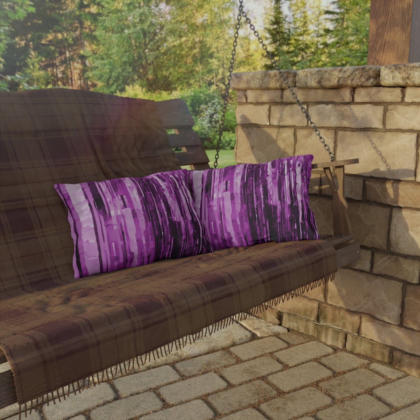 Striped Powder Lavender 20" x 14" Outdoor Pillow