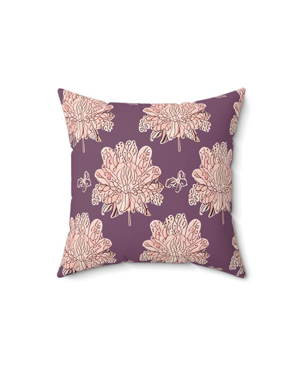 Pink Floral Butterflies 14" x 14" Faux Suede Square Pillow
