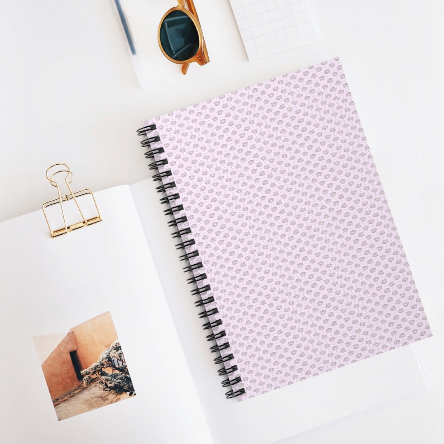 Pink Mornings Star-crossed Bodies Spiral Notebook - Ruled Line, 6" x 8", 118 pages