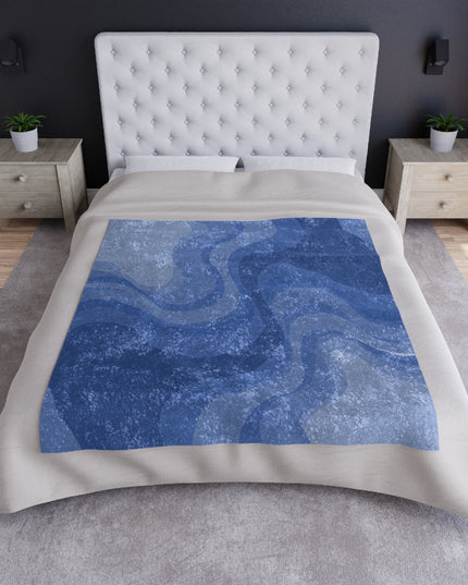 Deep Blue Wavey 50" x 60" Crushed Velvet Blanket