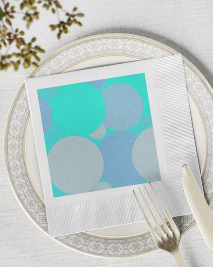 Pastel Tan and Tif Patches White Coined Napkins, 6.5" x 6.5"