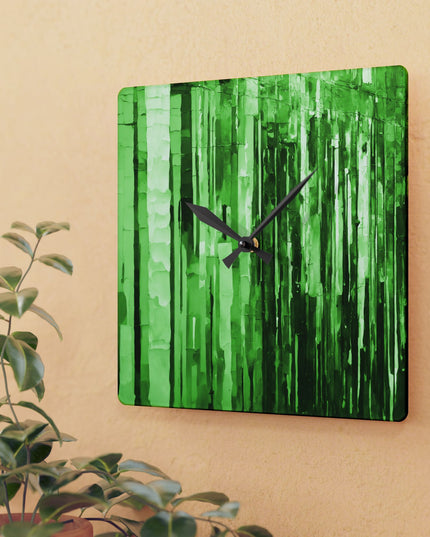 Striped Mint Pastel Acrylic Wall Clock, Round or Square, 10.75" x 10.75"