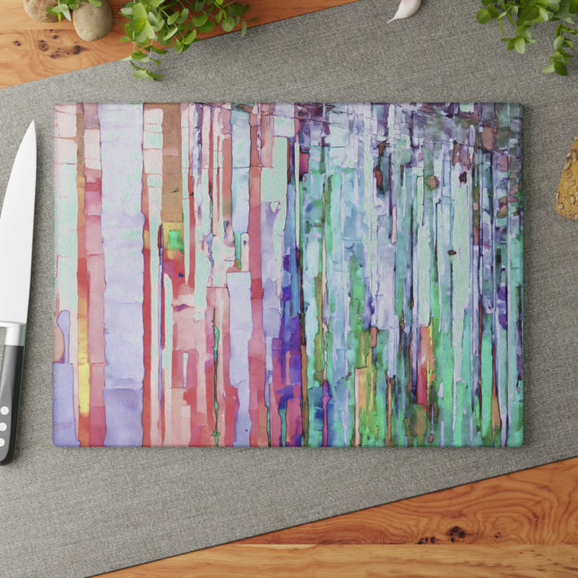 Striped Pastels 11" x 15" Glass Cutting Board