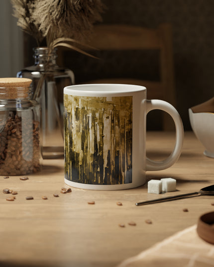 Striped Light Brown 20 oz White Glossy Jumbo Mug