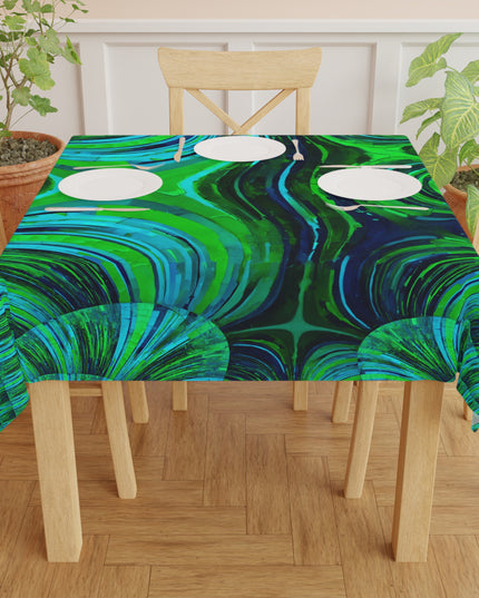 Uzi Spiral Blue Green Tablecloth, 55" x 55"