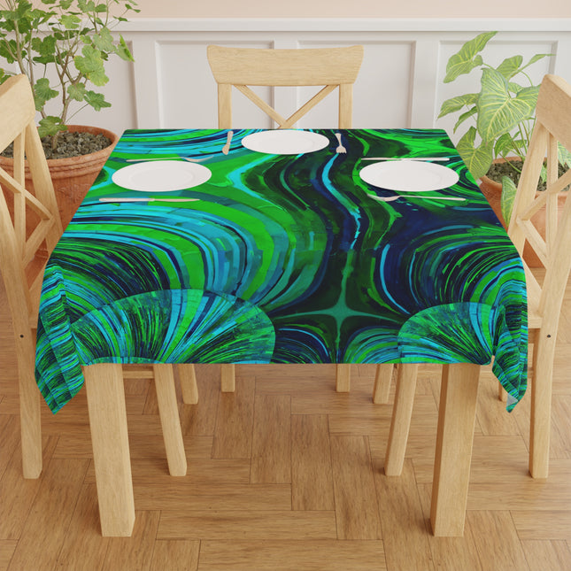 Uzi Spiral Blue Green Tablecloth, 55" x 55"