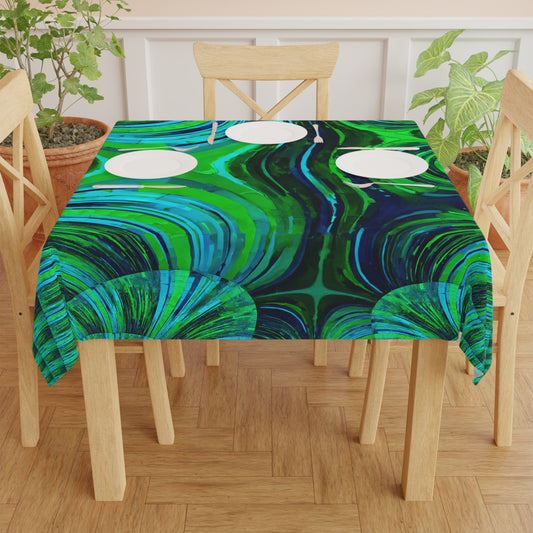 Uzi Spiral Blue Green Tablecloth, 55" x 55"