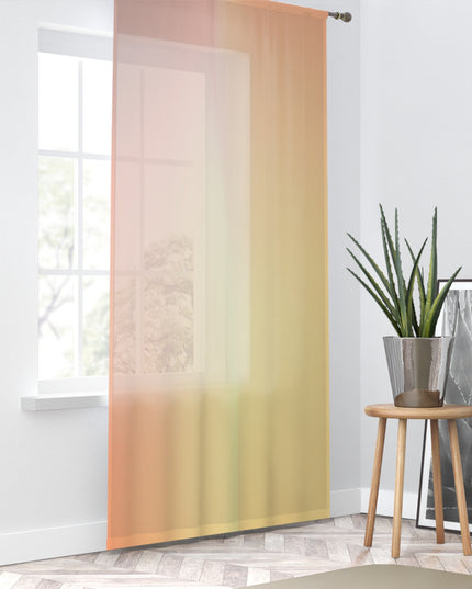 Hot Peach Fade Sheer Window Curtain, 50" x 84", partially transparent