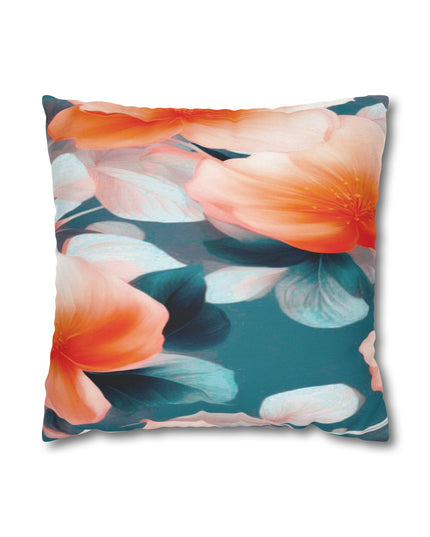 Orange Blossom Floral Bunch Spun Polyester Square Pillowcase, 14" x 14"