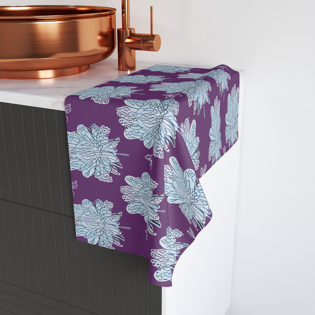 Blue Floral Butterflies Hand Towel, 16" x 28"