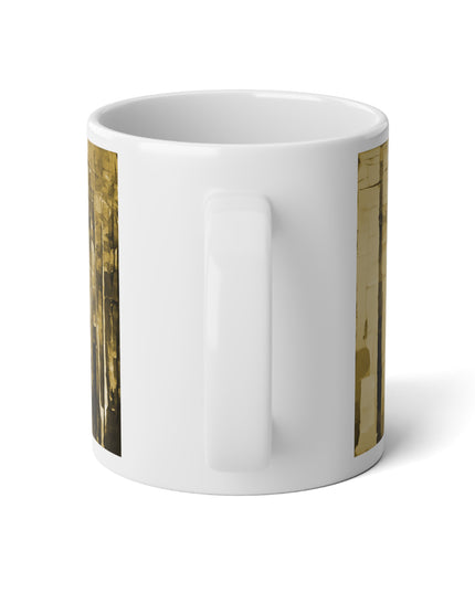 Striped Light Brown 20 oz White Glossy Jumbo Mug