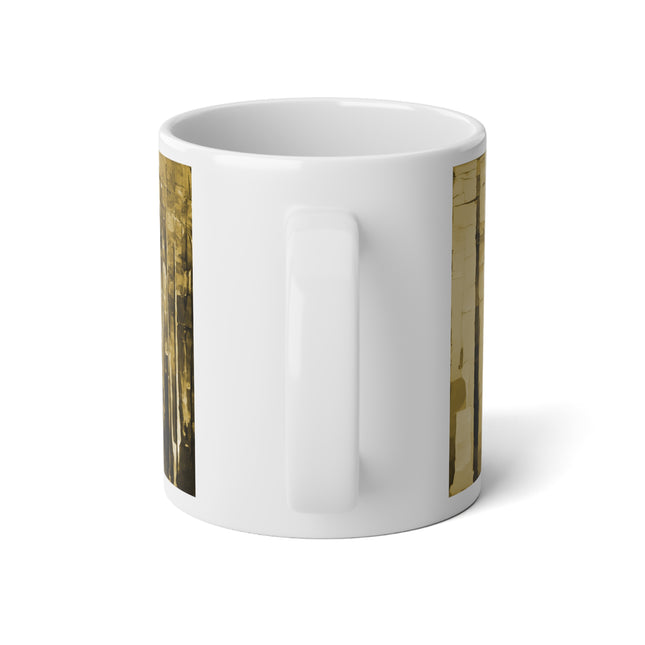 Striped Light Brown 20 oz White Glossy Jumbo Mug