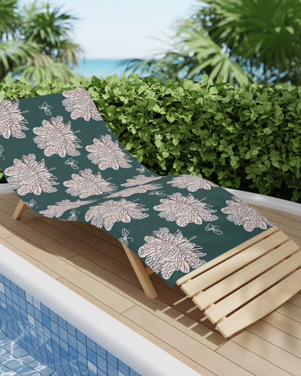 Soft White Floral Butterflies Beach Towel, 30" x 60"