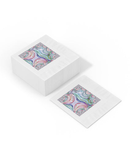 Uzi Spiral Pastels White Coined Napkins, 4.8" x 4.8"