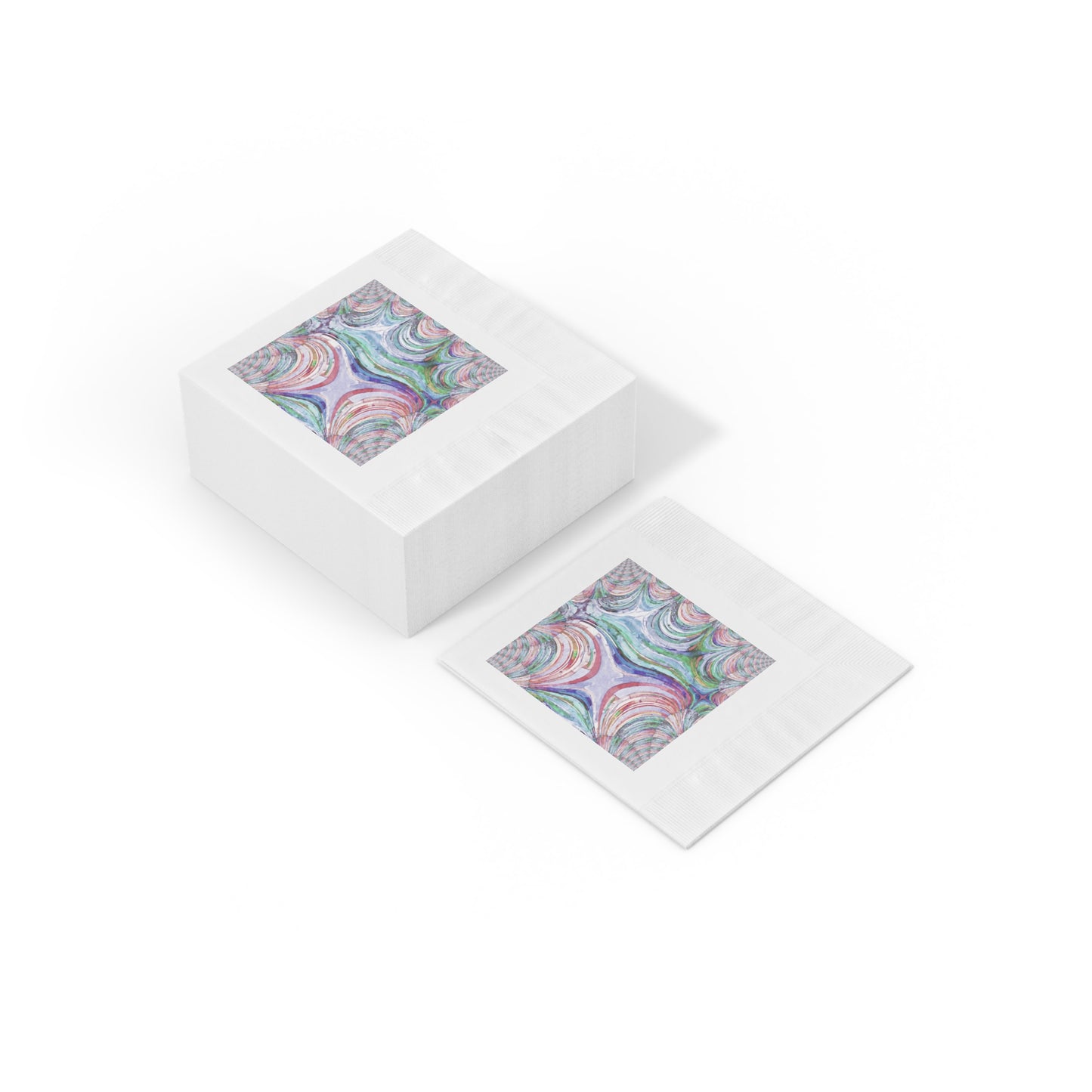 Uzi Spiral Pastels White Coined Napkins, 4.8" x 4.8"