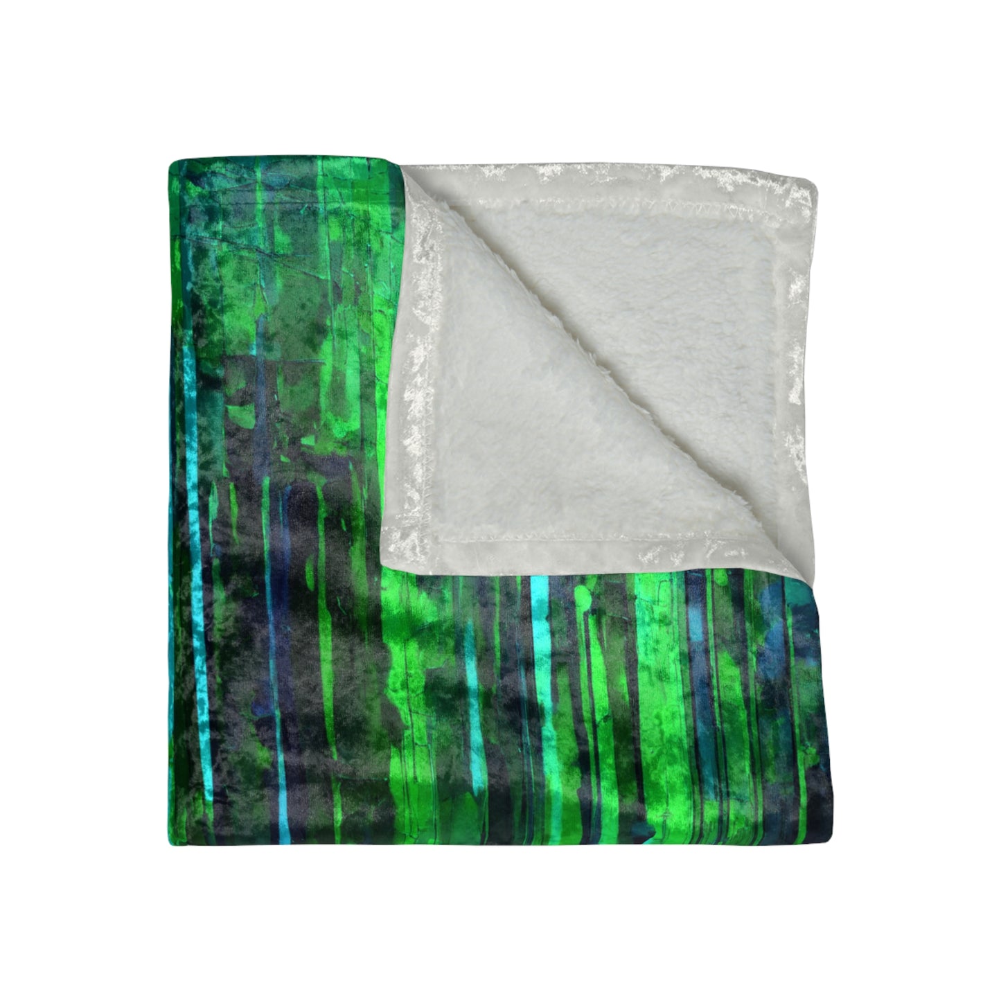 Striped Blue Green 50" x 60" Crushed Velvet Blanket