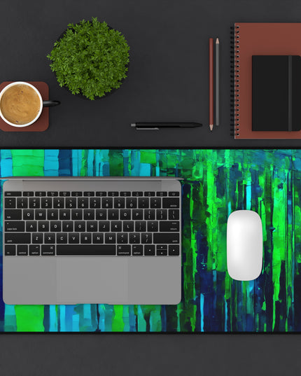 Striped Blue Green 12" x 22" Desk Mat