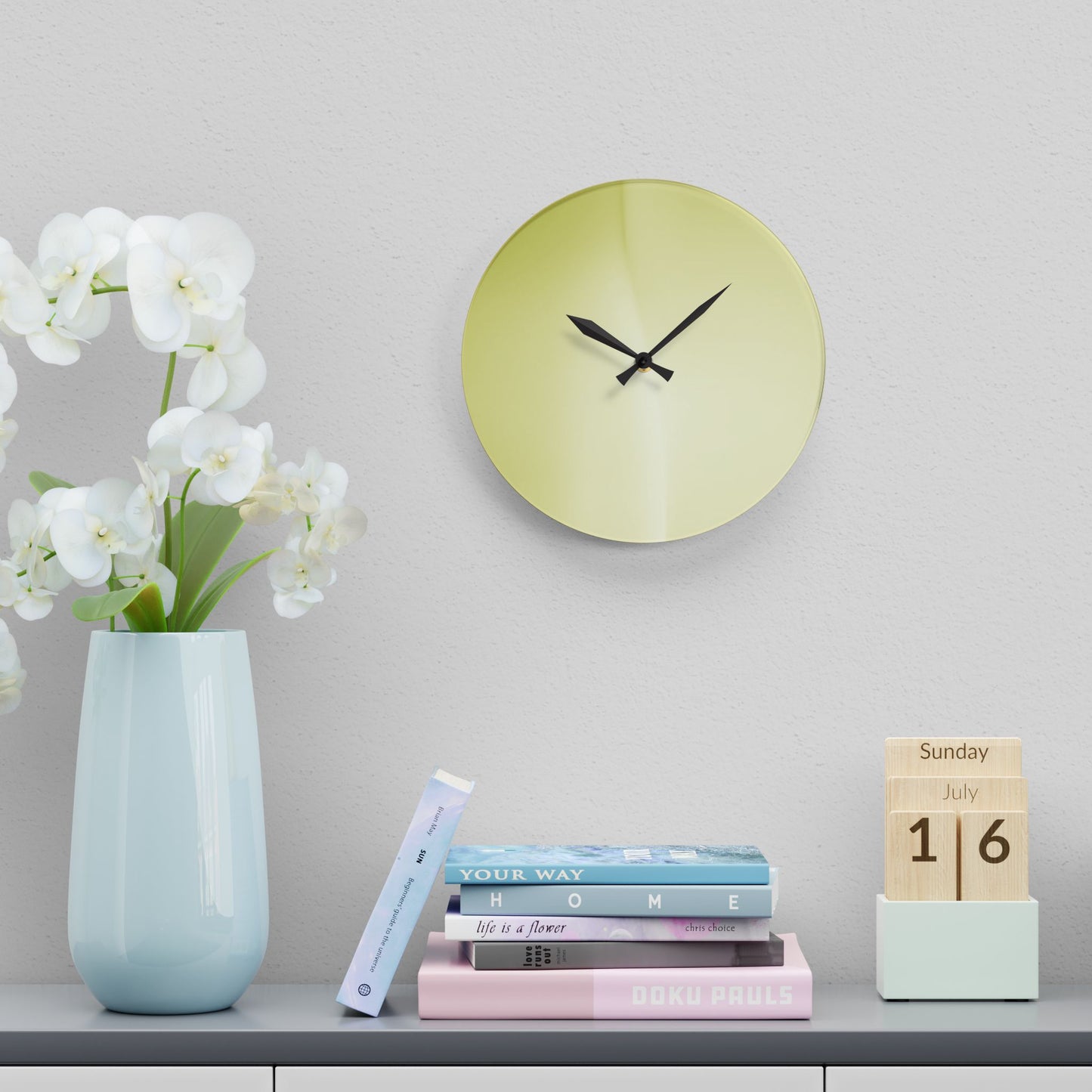 Lemon Fade Acrylic Wall Clock, Round or Square, 10.75" x 10.75"