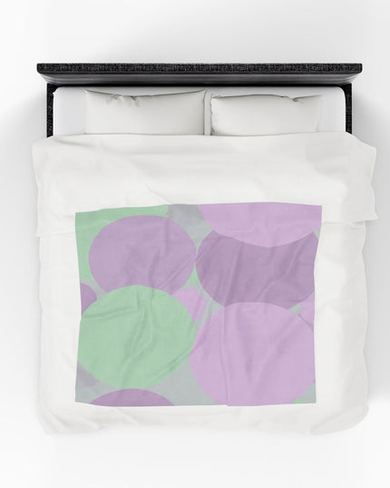 Pastel Lavender Purple and Soft Green Patches Velveteen Plush Blanket, 50" x 60"