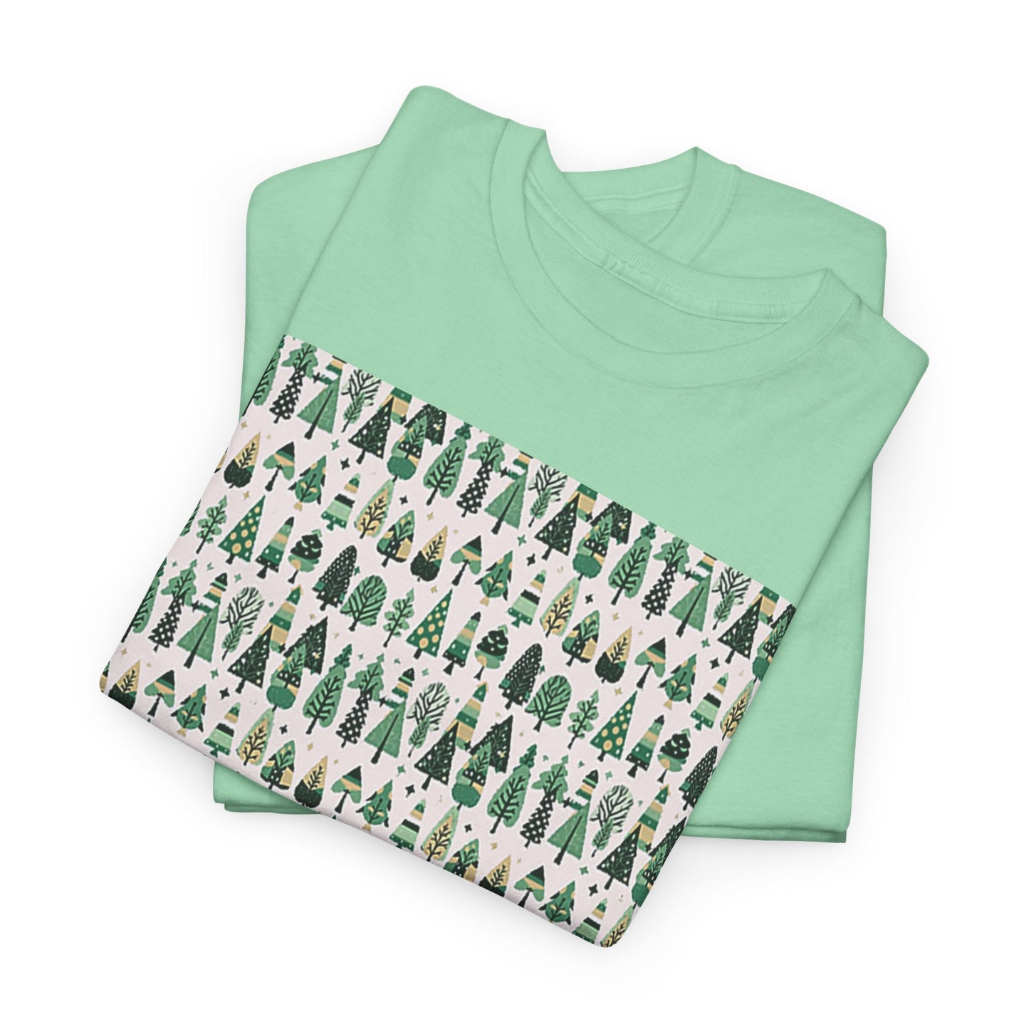 Mini Vintage Green Trees Unisex Heavy Cotton Tee, Large - XL - 2XL - 3XL
