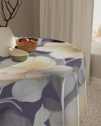 White Blush Floral Bunch Tablecloth, 55" x 55"