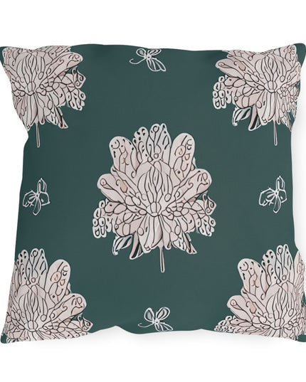 Soft White Floral Butterflies 18" x 18" Outdoor Pillow