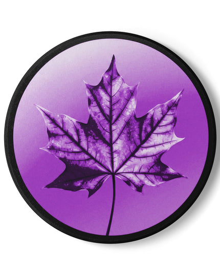 Purple Maple Leaf 4" x 4" Round Ceramic Coaster
