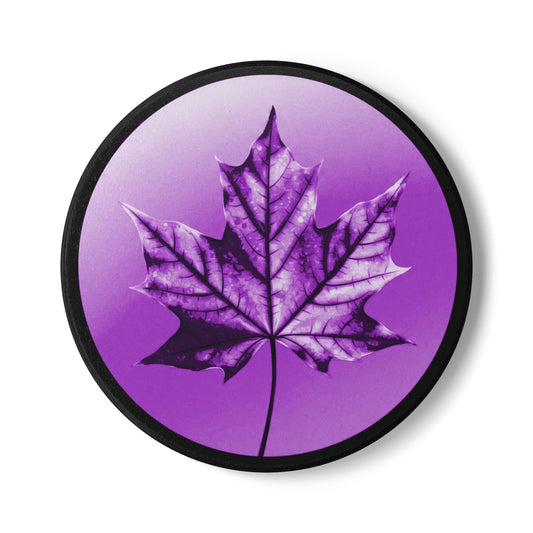 Purple Maple Leaf 4" x 4" Round Ceramic Coaster