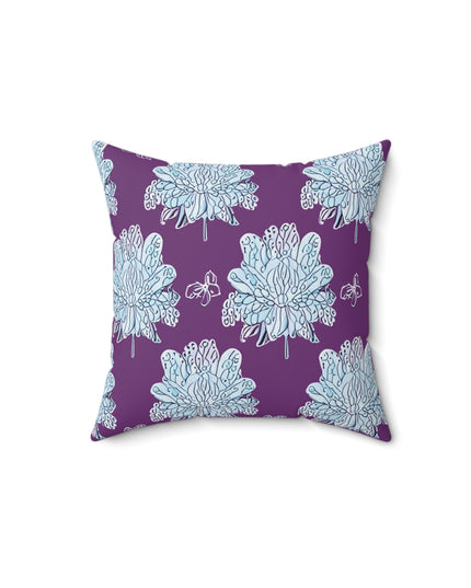 Blue Floral Butterflies 14" x 14" Faux Suede Square Pillow