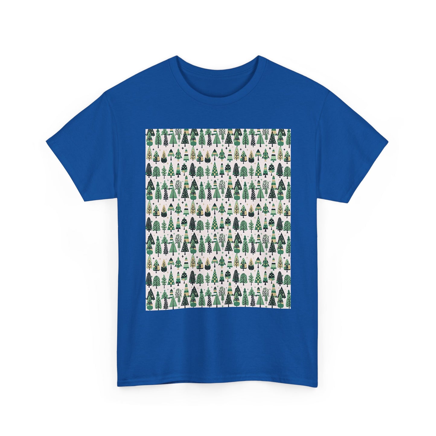 Mini Vintage Green Trees Unisex Heavy Cotton Tee, Small