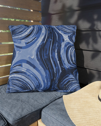 Uzi Spiral Deep Blue 20" x 20" Outdoor Pillow
