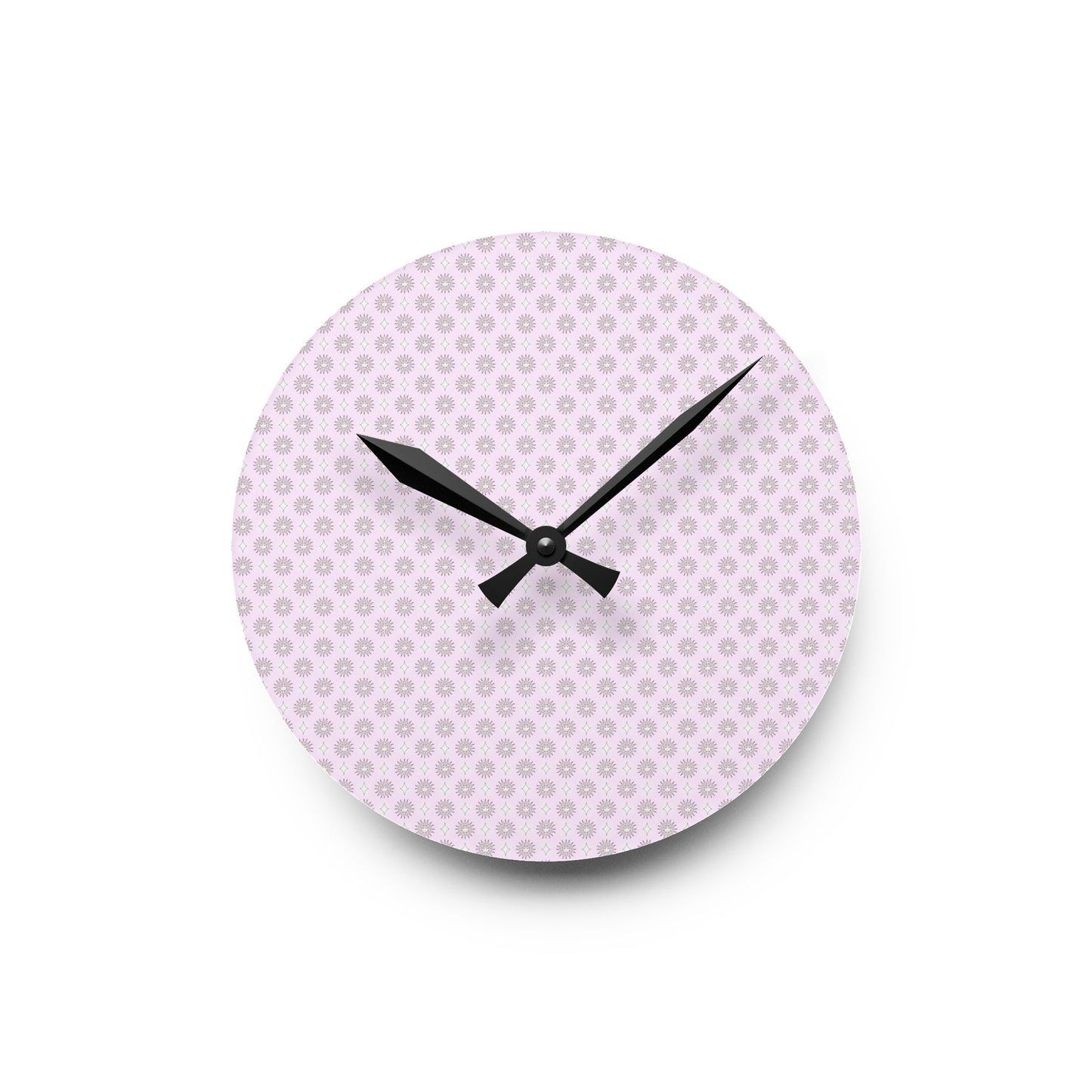 Pink Mornings Star-crossed Bodies Acrylic Round Wall Clock, 8" x 8"