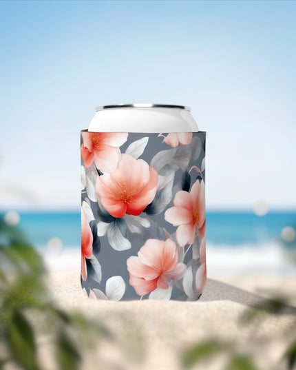 Red Blossom Floral Bunch 12 oz Can Cooler Sleeve