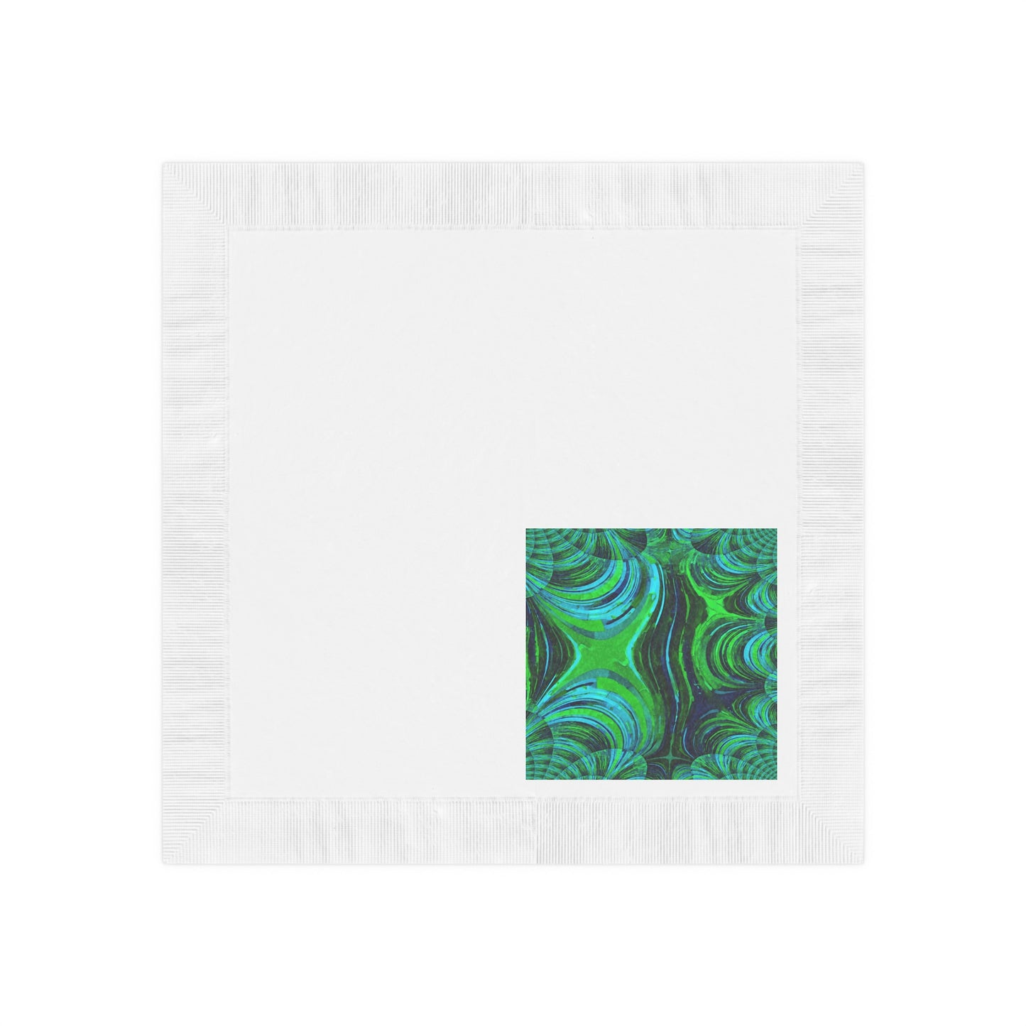 Uzi Spiral Blue Green White Coined Napkins, 6.5" x 6.5"