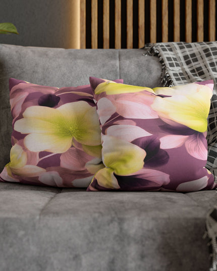 Lemon Blossom Floral Bunch Spun Polyester Square Pillowcase, 14" x 14"