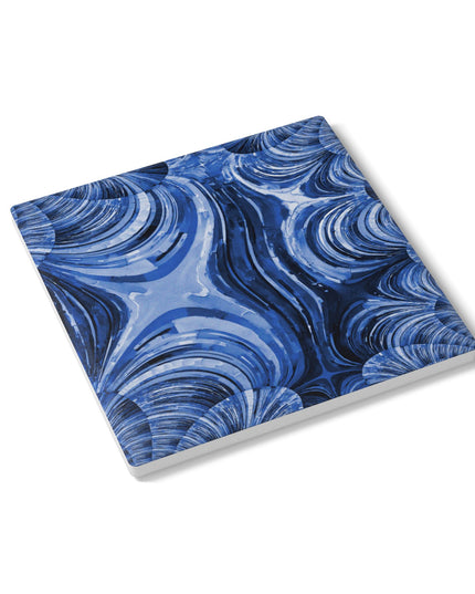 Uzi Spiral Deep Blue 4" x 4" Square Ceramic Coaster