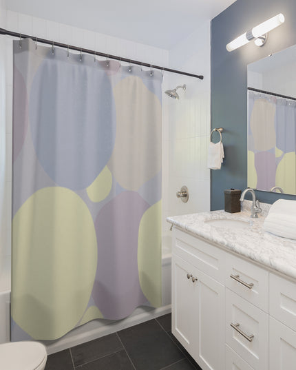 Pastel Soft Blue and Soft White Patches Shower Curtains, 71" x 74"