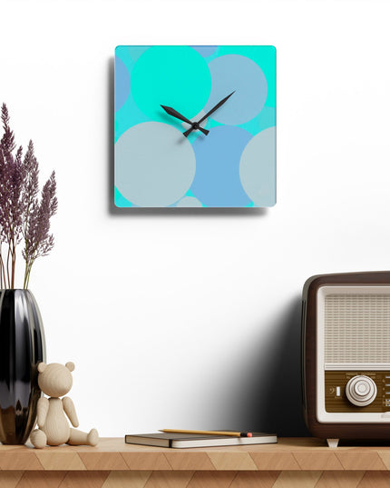 Pastel Tan and Tif Patches Acrylic Wall Clock, Round or Square, 10.75" x 10.75"