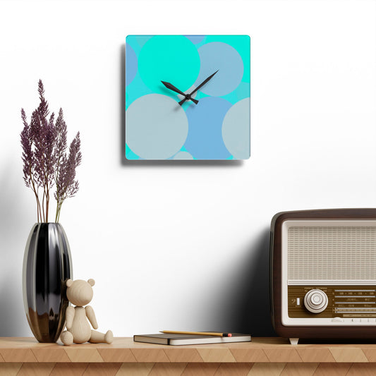 Pastel Tan and Tif Patches Acrylic Wall Clock, Round or Square, 10.75" x 10.75"