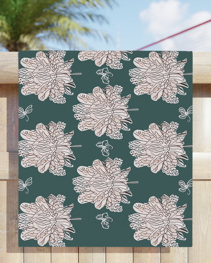 Soft White Floral Butterflies Beach Towel, 30" x 60"